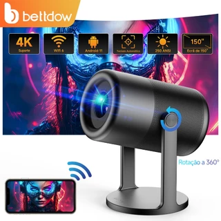 BETTDOW Projetor portátil 4K com projetor de ângulo livre de 360 ​​° 150 "tela grande HD1280 * 720P 250ANSI para treinamento de negócios de escritório de cinema em casa
