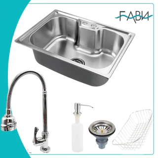 Kit Cuba Gourmet Cozinha Aço Inox 60x42cm + Torneira Gourmet