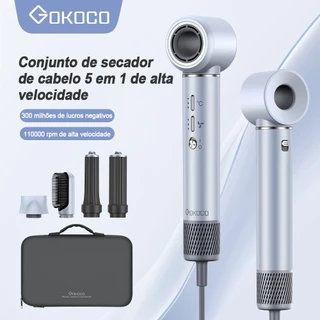 Gokoco Escova Secadora 5 em 1 Alta Velocidade Magnético Alisamento Pente Curling Ferro Secagem Rápida Secador De Cabelos