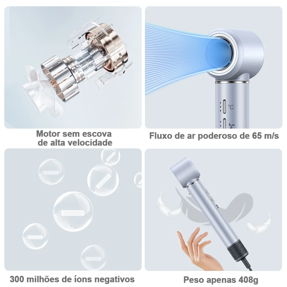 Explicação técnica do motor sem escova de alta velocidade e peso do secador