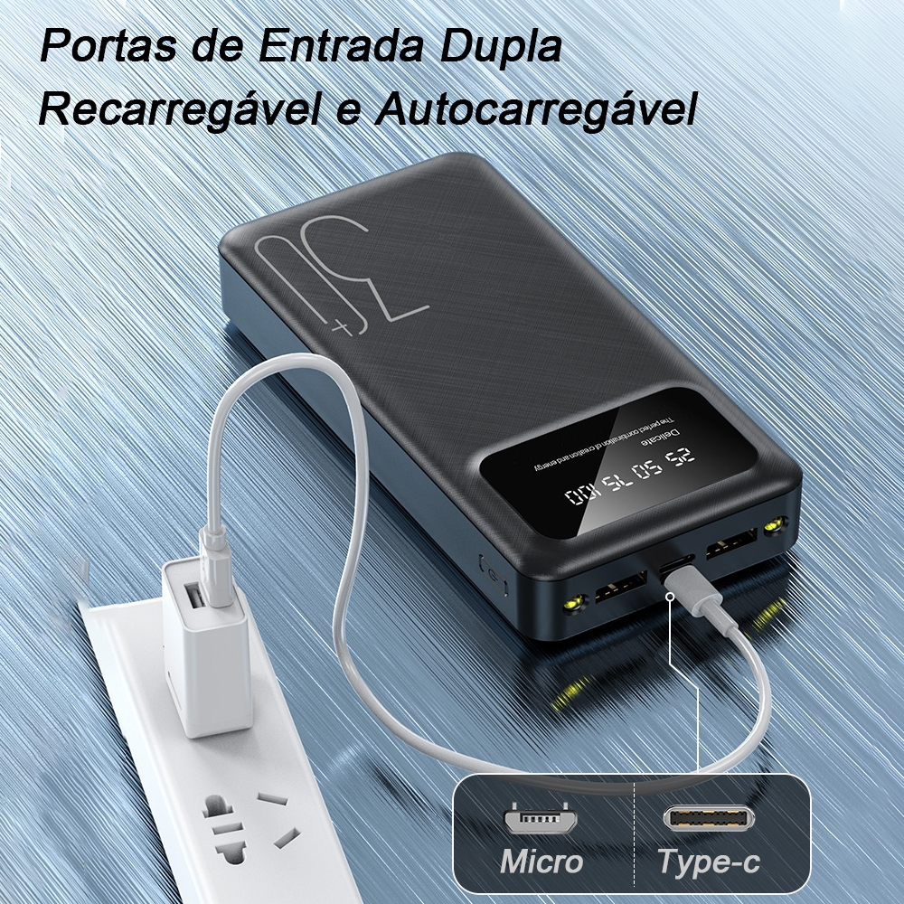 Power Bank Universal de 30.000mAh Carregador Portátil para Android e ...
