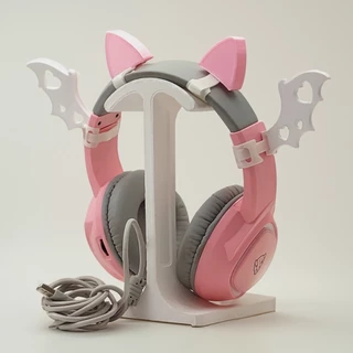 Acessorio para Fone Kit Orelha de Gato + Asinha | Kit Gamer Rosa | Acessório Neko cosplay