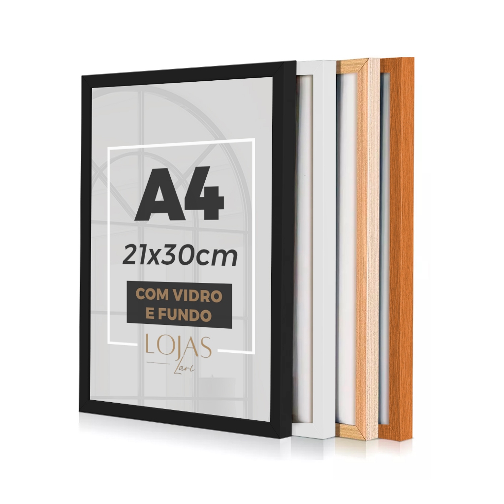Kit 4 Molduras A4 21x30cm Certificado Diploma Foto Com Vidro