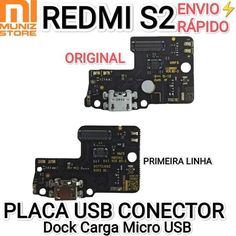 Placa Redmi S2 Conector De Carga Micro USB Original/1° Linha Turbo ...