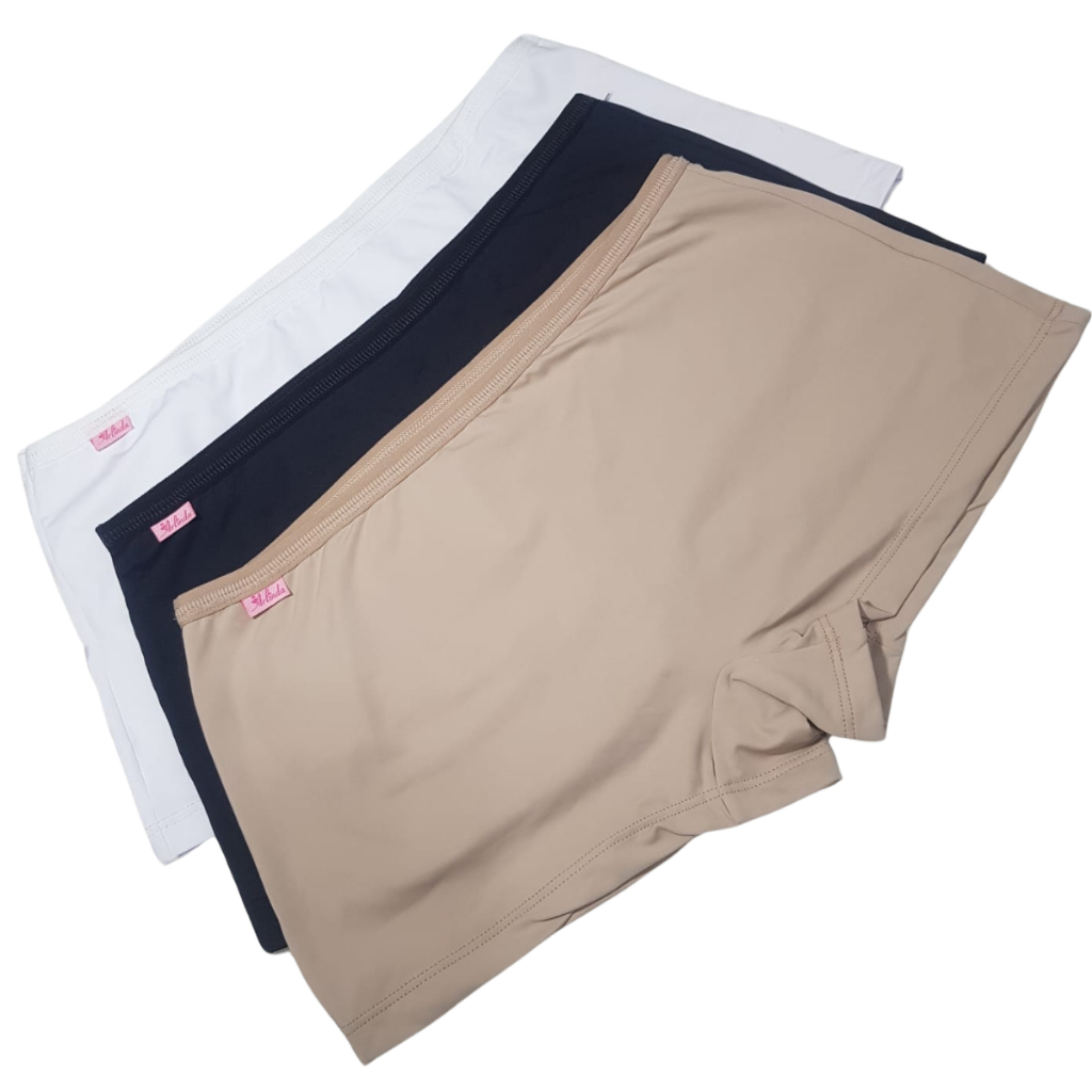 KIT 2 UN Calcinha Short Box Cueca Boxer Feminina Microfibra Poliamida Lisa Não Marca na Roupa Segunda Pele