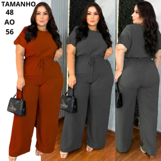 Conjunto Social Plus Size de Frio Inverno Calça Pantalona e Blusa Elegante Manga Curta gg Moletinho Agasalho