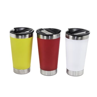 Kit C/20 Copos Térmico Inox 473 Ml Com Tampa e Abridor Bebida Gelada/Quente