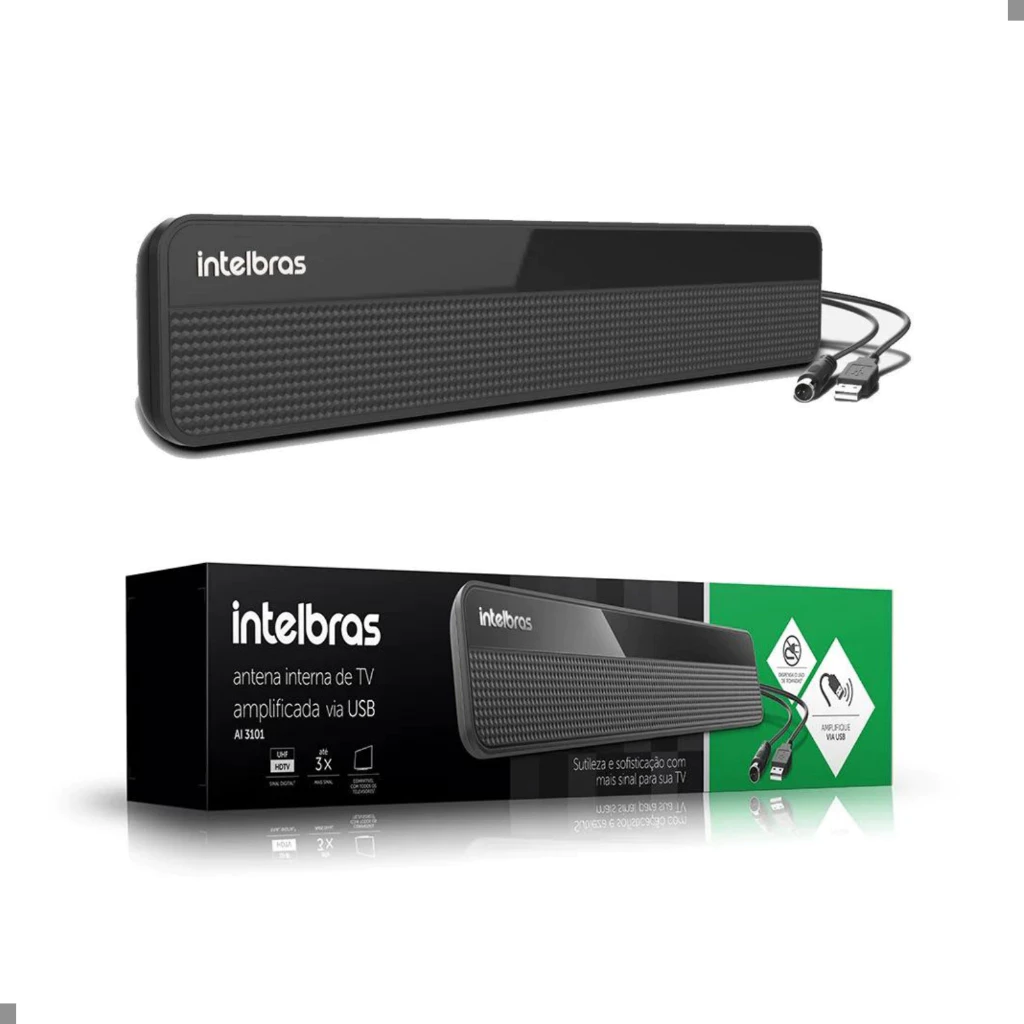 Antena Interna Tv Digital Amplificada Hdtv Intelbras Ai 3101
