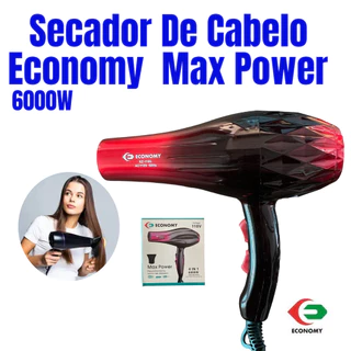 Secador De Cabelo Max Power 6000W Economy Preto 110v