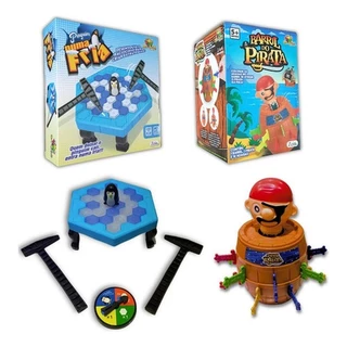 Kit Jogo Quebra Gelo Do Pinguim + Jogo Pula Pirata Barril