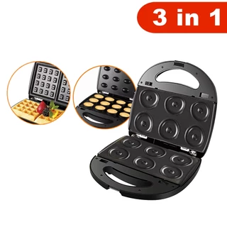 Waffle Donuts Portátil 3 Em 1 Sanduicheiras Fast Antiaderente 110v ou 220V