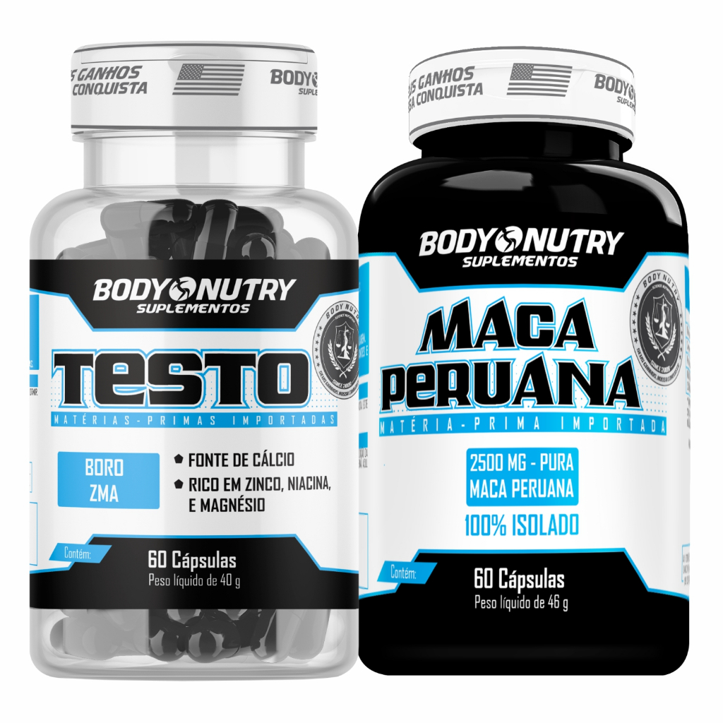 Kit Suplemento - Testo, 60 cápsulas + Maca Peruana, 60 cáps - 100% Pura ...