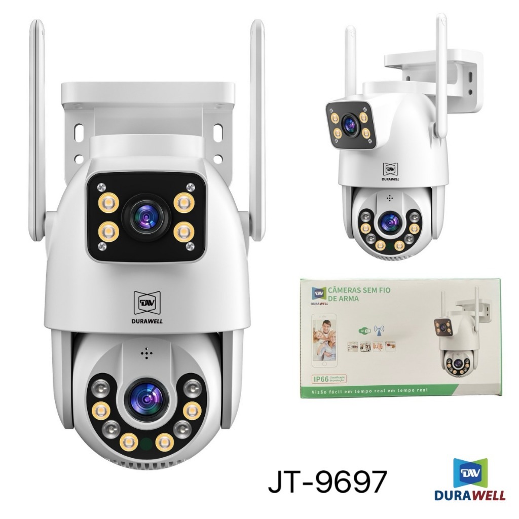 Câmera De Segurança Lente Dupla YOOSEE IP66 Wi-Fi 360° Sensor Movimento Visão Noturna 2 em 1 Fixa e Giratória