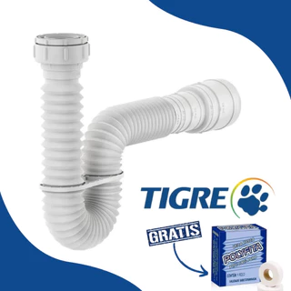Sifão Sanfonado Universal Ajustável Tigre Multiuso Flexível Sifao Extensível Para Pia de Cozinha, Lavatório ou Tanque Branco