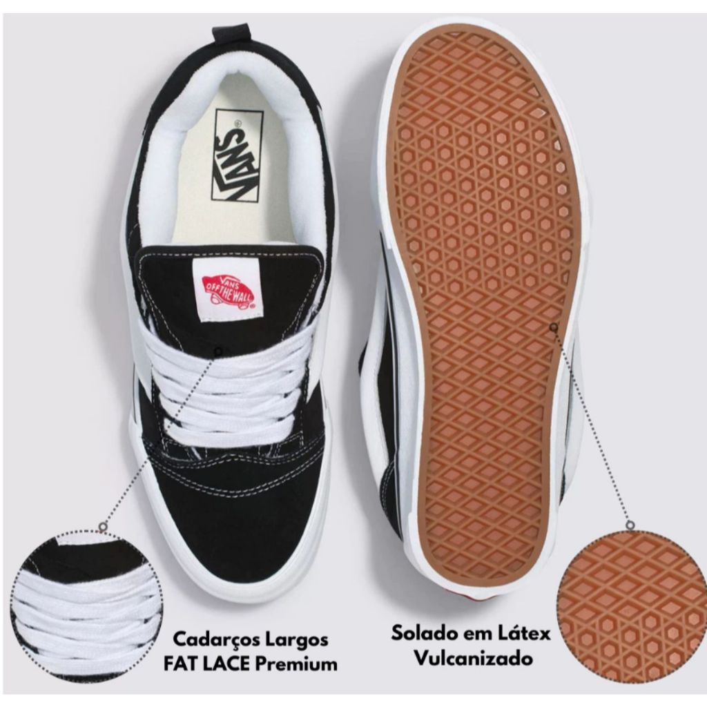 Knu Skool Vans Tenis Masculino e Feminino Skate Promoção Black True White