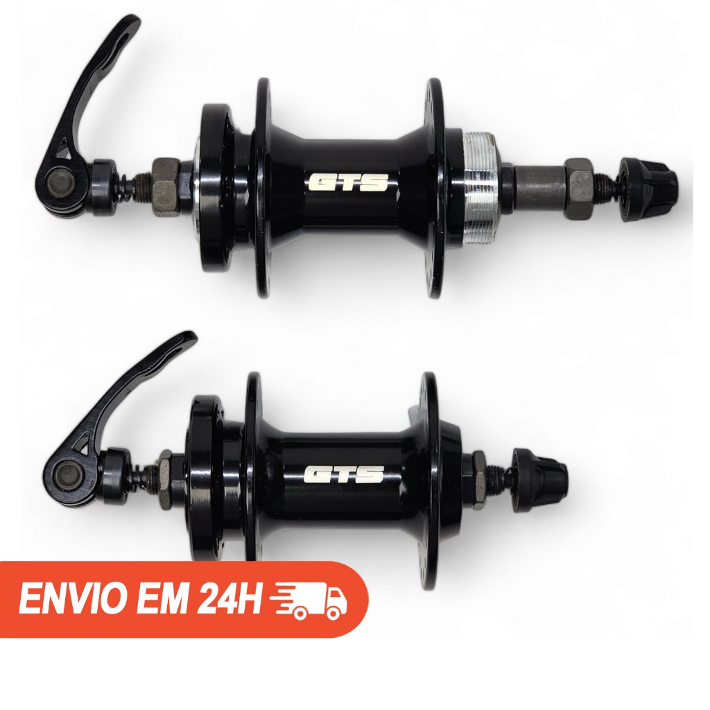 Par de Cubos GTS Catraca Rosca C/ Blocagem Disco Aluminio 36F Preto