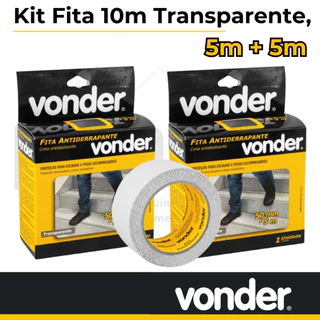 Kit Fita Antiderrapante 10 Metros Transparente , 5m + 5m VONDER - Ideal para prevenção de acidentes