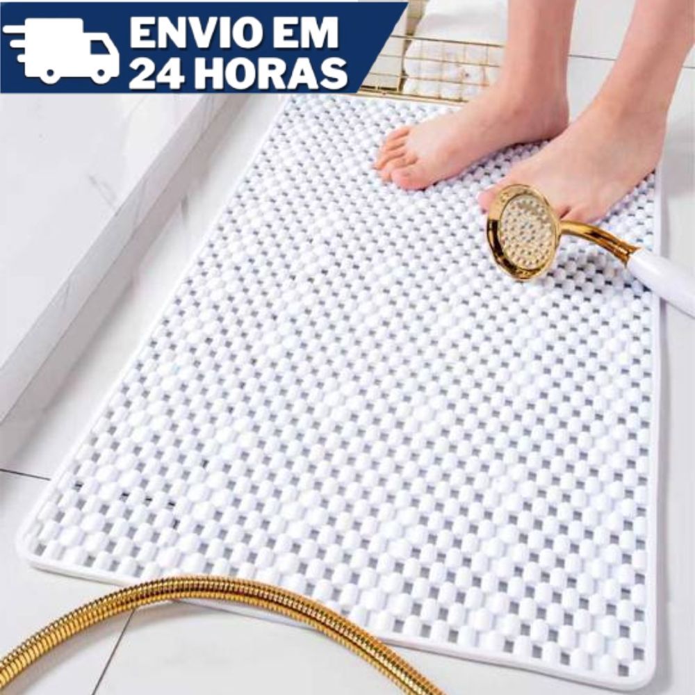Tapete de Box Antiderrapante Banheiro com Ventosa Estilo Quadradinhos Geométrico 38*68cm