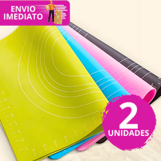 Kit 2 Tapete Culinário de Silicone Com Medidas Antiaderente Para Cozinha Confeitaria Massas Biscuits