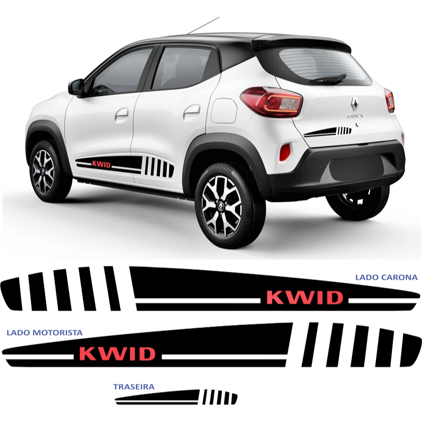 acessorios renault kwid faixas lateral e traseira kit adesivos | Shopee ...