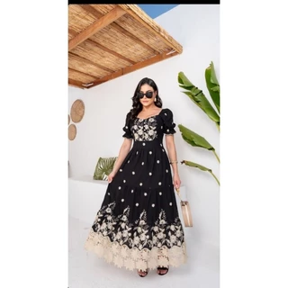 VESTIDO LESIE ALGODÃO MIDI MODA CRISTÃ