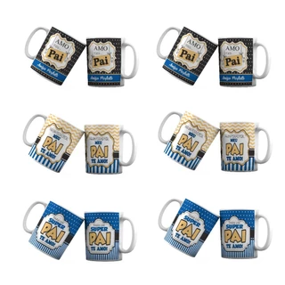 KIT 12 CANECAS PORCELANA 300ML DIA DOS PAIS
