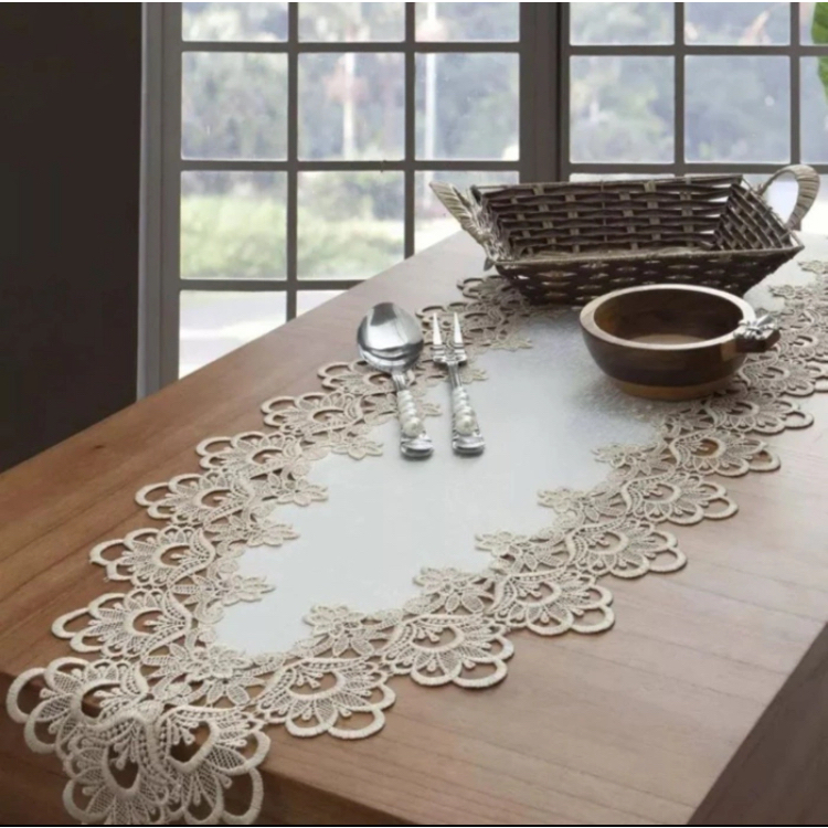 Toalha de Mesa Renda Guipir Passadeira Trilho Bordado 40x85cm Caminho Retangular