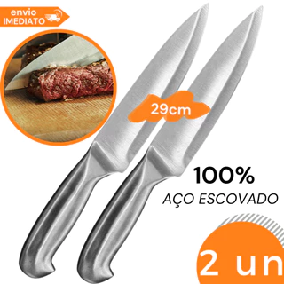 Kit 2 Faca de Corte Peixeira Inox 26,5cm Peixe Cortes Carne Churrasco