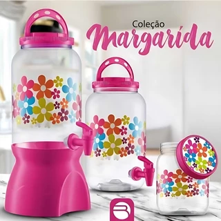 Kit Suqueira Grande Dispenser Transparente De Plástico 3,6 Litros Com Suporte E Torneira