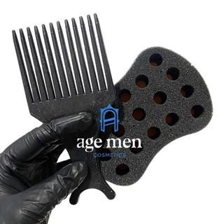 Nudred Mini P ou M + Pente Garfo Dente Plástico Afro Black Power Buchinha Esponja
