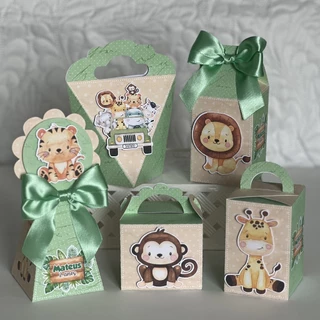 kit festa caixas personalizadas - tema safari menino - 15/25/40/60 un