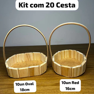 Kit 20 Cesta Fraldeira Lembrancinha 10 Oval 18cm e 10 Red 16cm