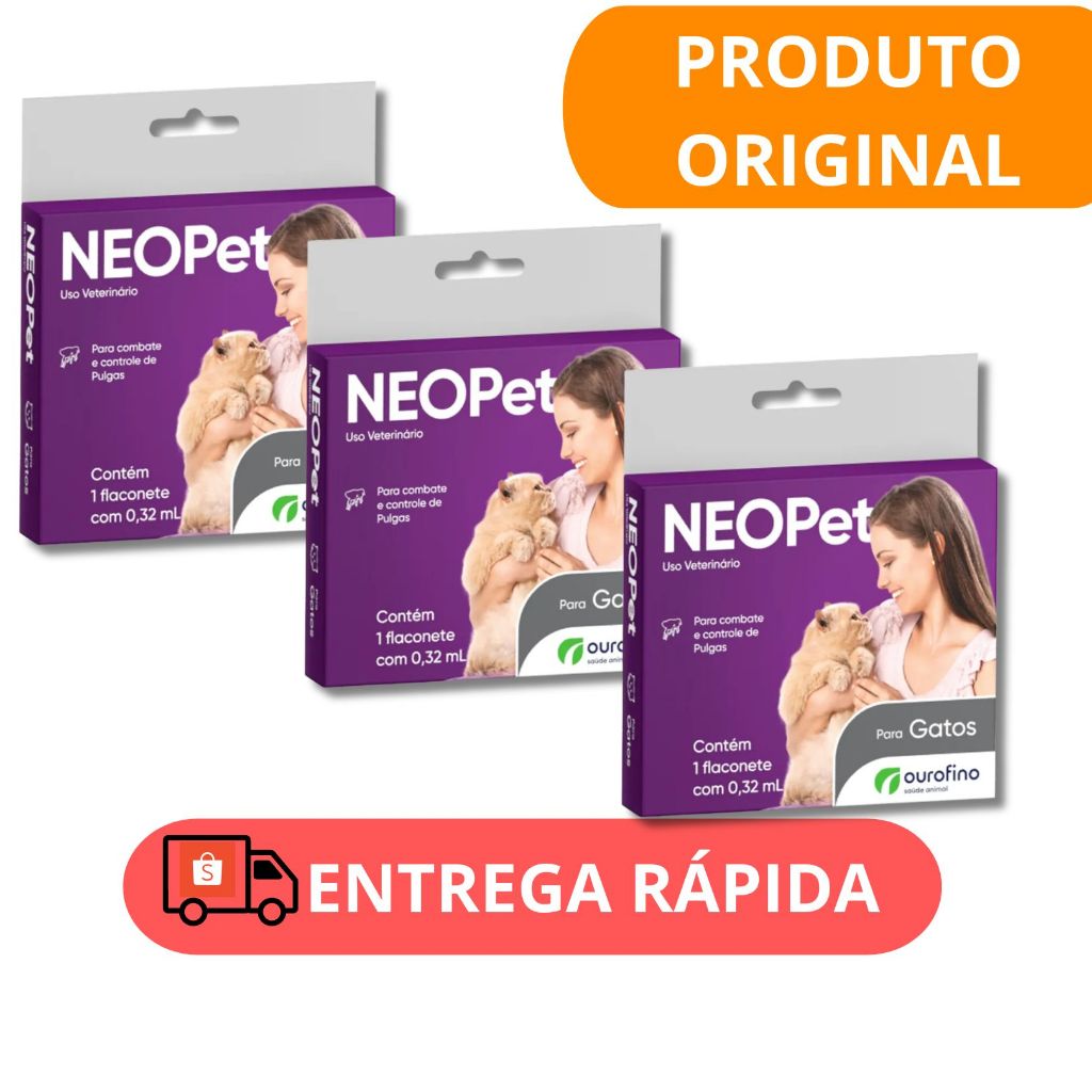 3 x Neopet Gatos Antipulgas 0,32ml - Ourofino Pet | Shopee Brasil