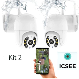 Kit 2 Câmera A8 de Segurança Externa IP66 à Prova d'água HD Visão Noturna Visão 360 Graus