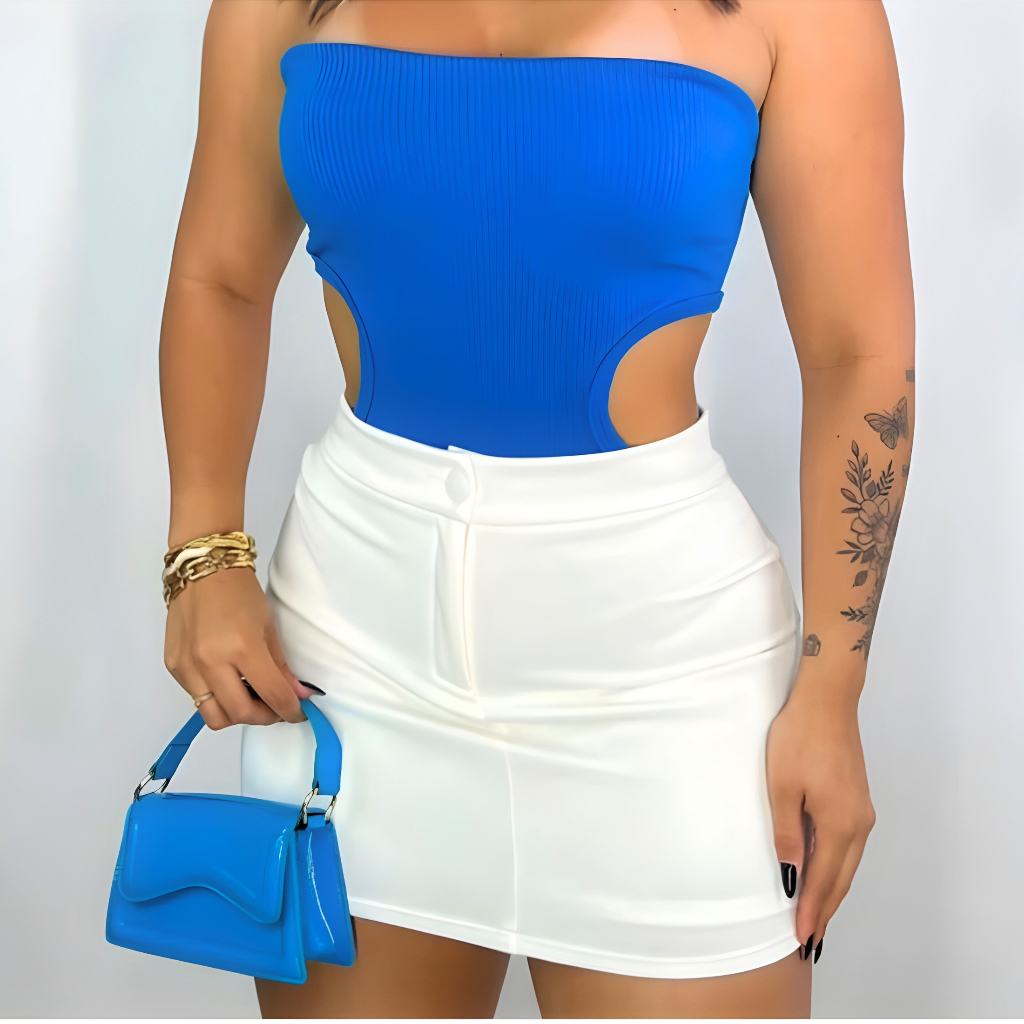 Short sai com bolso zíper alfaiataria cintura alta tendencia com Botão PROMOÇÃO