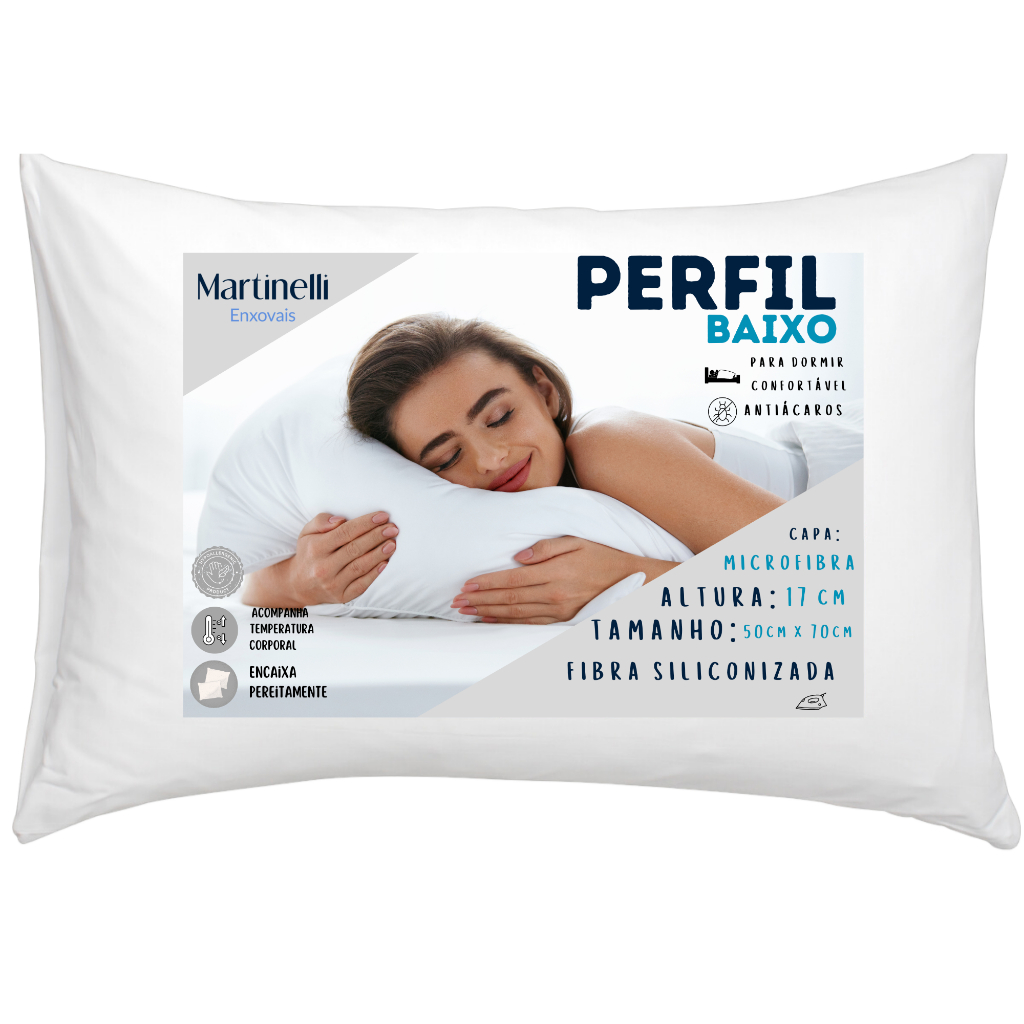 Travesseiro Perfil Baixo 100% Microfibra Confortavel Extra Macio 70x50 ...