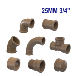 Conexões 3/4" 25mm de Agua marrom Pvc - Cotovelo, Joelho, Tampão, Luva, Te, Adaptador Curto, Bucha Redução Curva Longa.