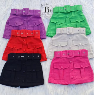 short saia infantil - short saia menina com cinto