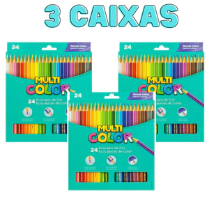 Kit Lápis De Cor 3 Caixas C/ 24 Cores Pronta Entrega - Multi Color