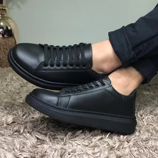 Tenis Sneaker Masculino Preto All Black Sola Alta Oversize Mais Alto Flexivel Confort Promoção Lançamento