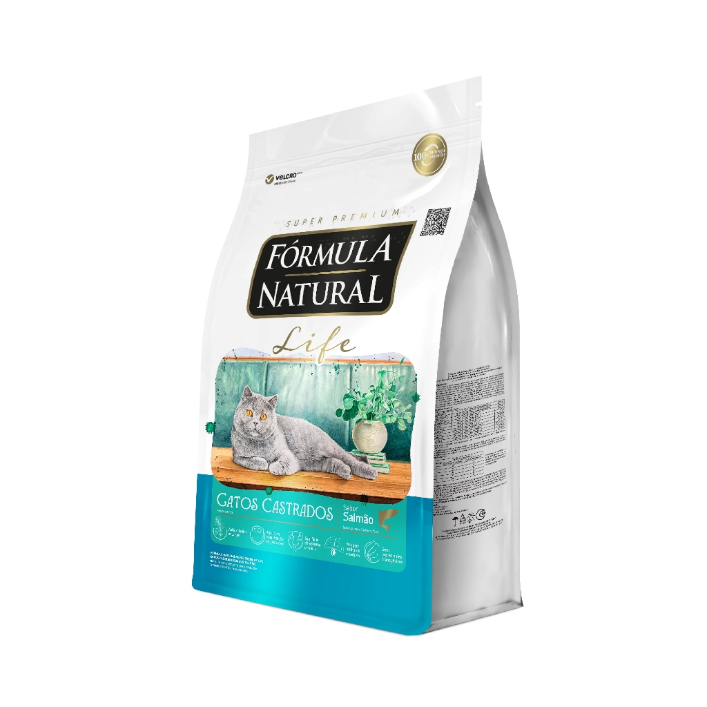 Ração Fórmula Natural Life Gatos Castrados Sabor Salmão 15kg Adimax