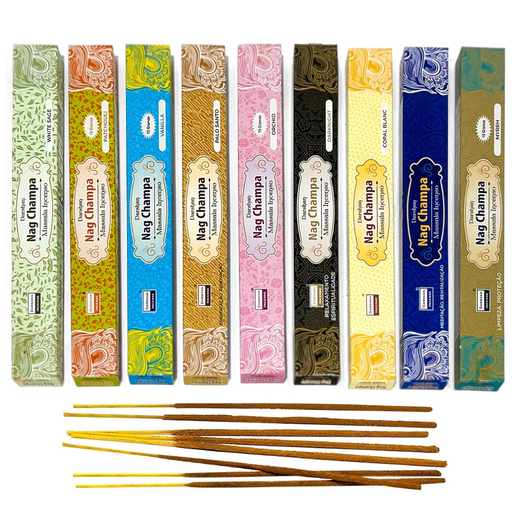 kit Incenso Darshan Nag Champa Massala 9 caixas Indiano Importado ...