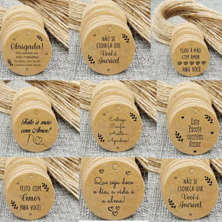 200 Tag Kraft Redonda 4cm Escolha O Modelo Nas Variações - Não Personalizamos Enviamos Conforme foto