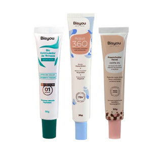 Kit Skin Care - Bio Estimulador de Firmeza 30g + Preenchedor Facial 30g + Hidratante Facial Acqua com Ácido Hialurônico - Bisyou