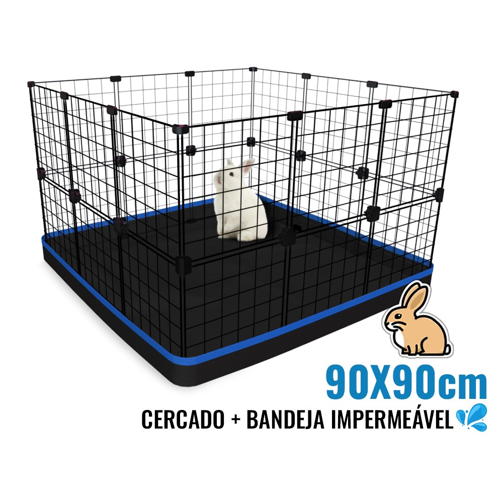 Cercado de Coelho Grande 90x90x60cm Alto com Tapete Higiênico ...