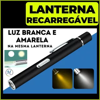 Lanterna Clinica Recarregável 2 em 1 Luz Branca e Amarela