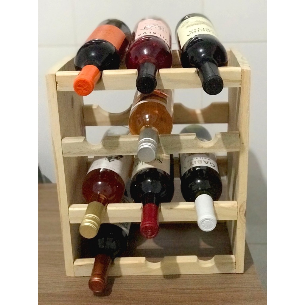 Adega de Mesa Madeira Maciça Decoração Rustica Vinhos Espumantes 12 Garrafas