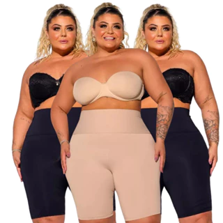 Kit 2 Bermudas Plus Size Anágua Cintura Alta Short Segunda Pele