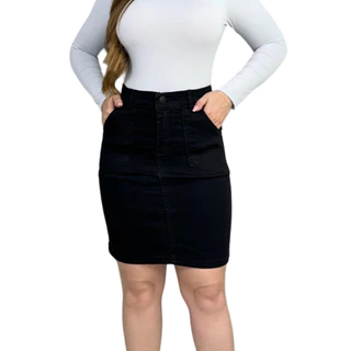 Saias Executiva Jeans Feminina Midi Secretária Moderna