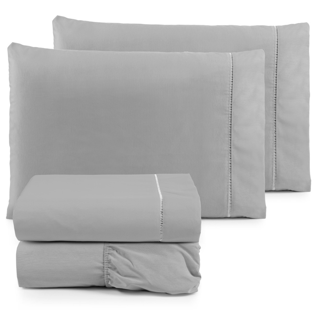 Jogo Lençol Cama 4 Peças Queen 200 Fios Percal 100% Algodão Liso